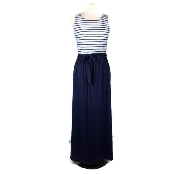 Merokeety Dresses & Skirts - Striped Sleeveless Crew Neck Maxi Dress
